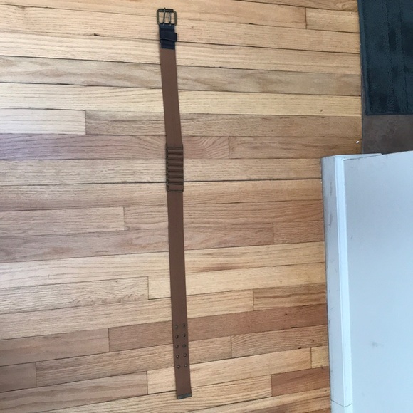 Tan canvas and vegan leather riveted belt - Picture 2 of 2
